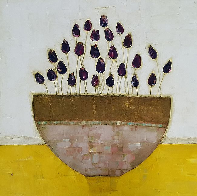 Eithne  Roberts - Tulips on yellow